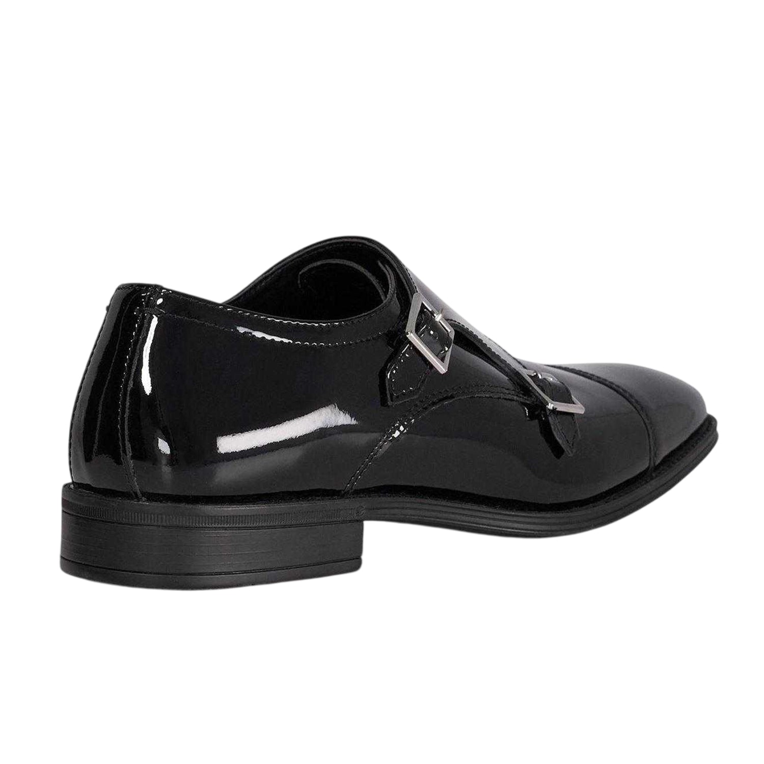Black - Back - Dune London Mens Lo Steff Leather Double Monk Strap Shoes