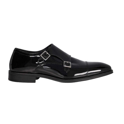 Black - Side - Dune London Mens Lo Steff Leather Double Monk Strap Shoes