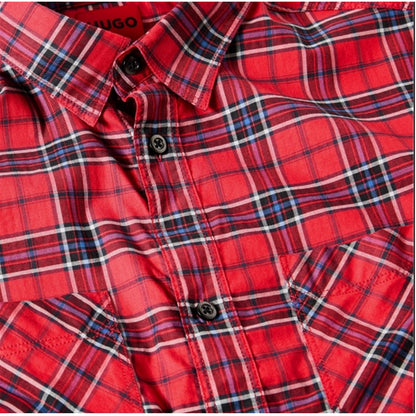 Pink - Side - Hugo Mens Plaid Oxford Shirt