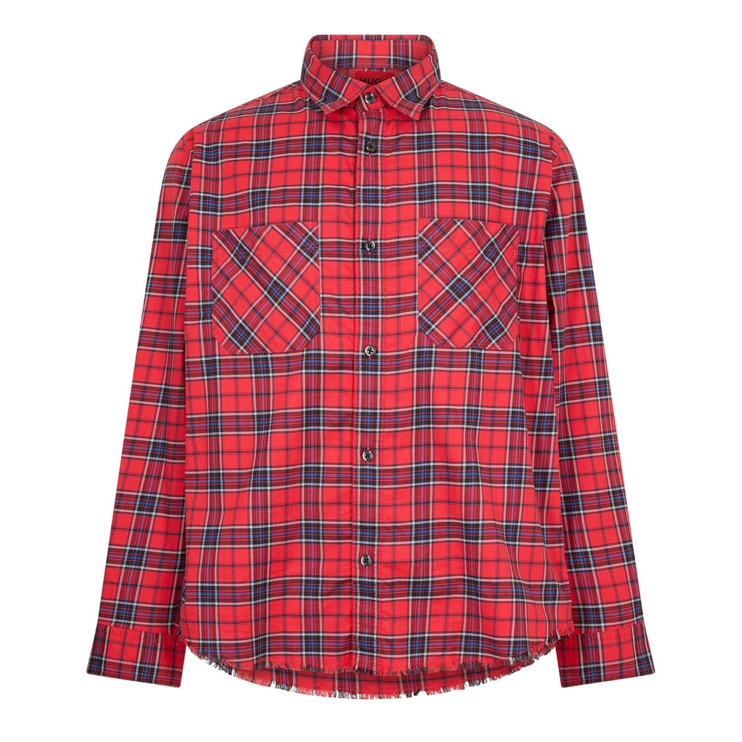Pink - Front - Hugo Mens Plaid Oxford Shirt