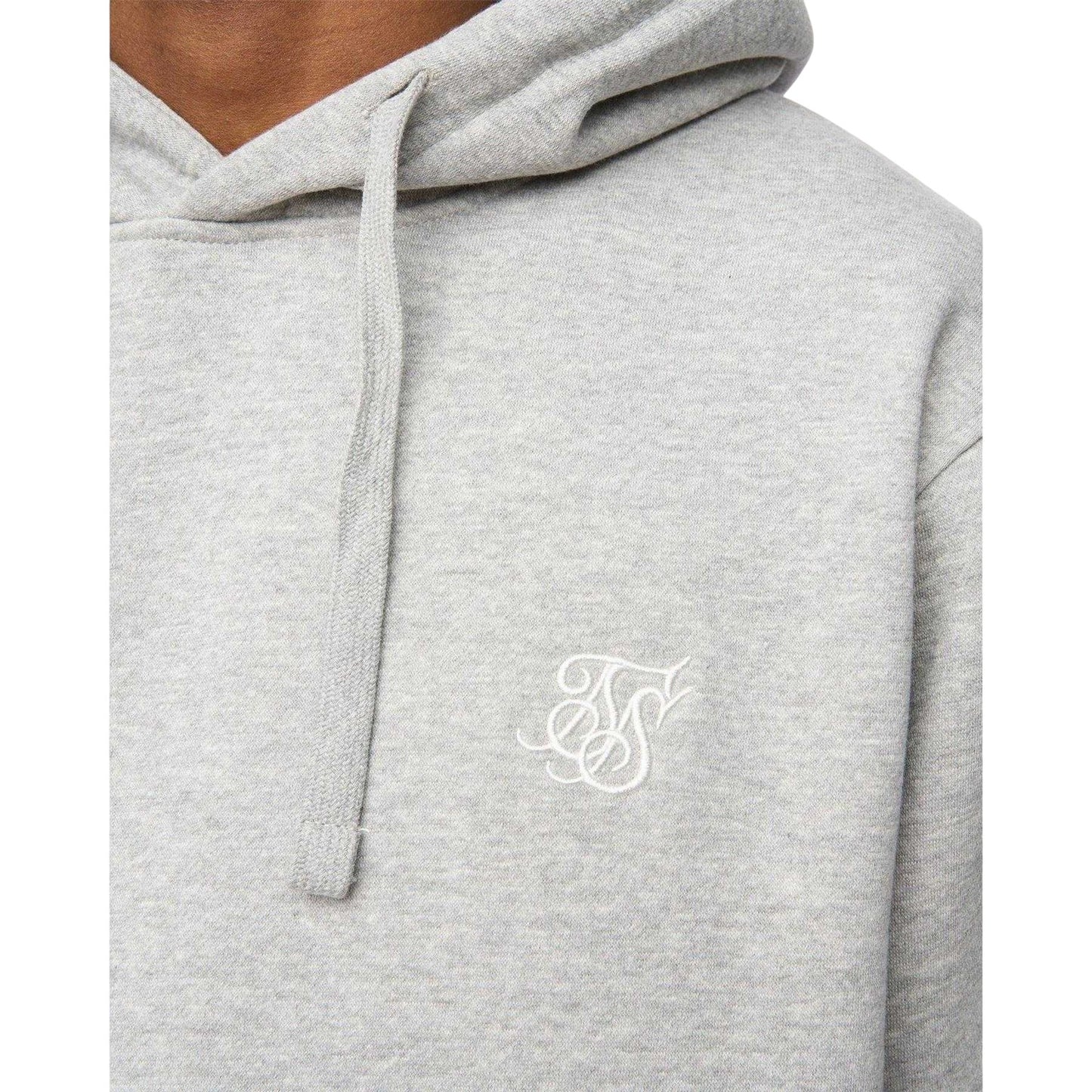 Grey Marl - Side - SikSilk Mens Essentials Overhead Hoodie