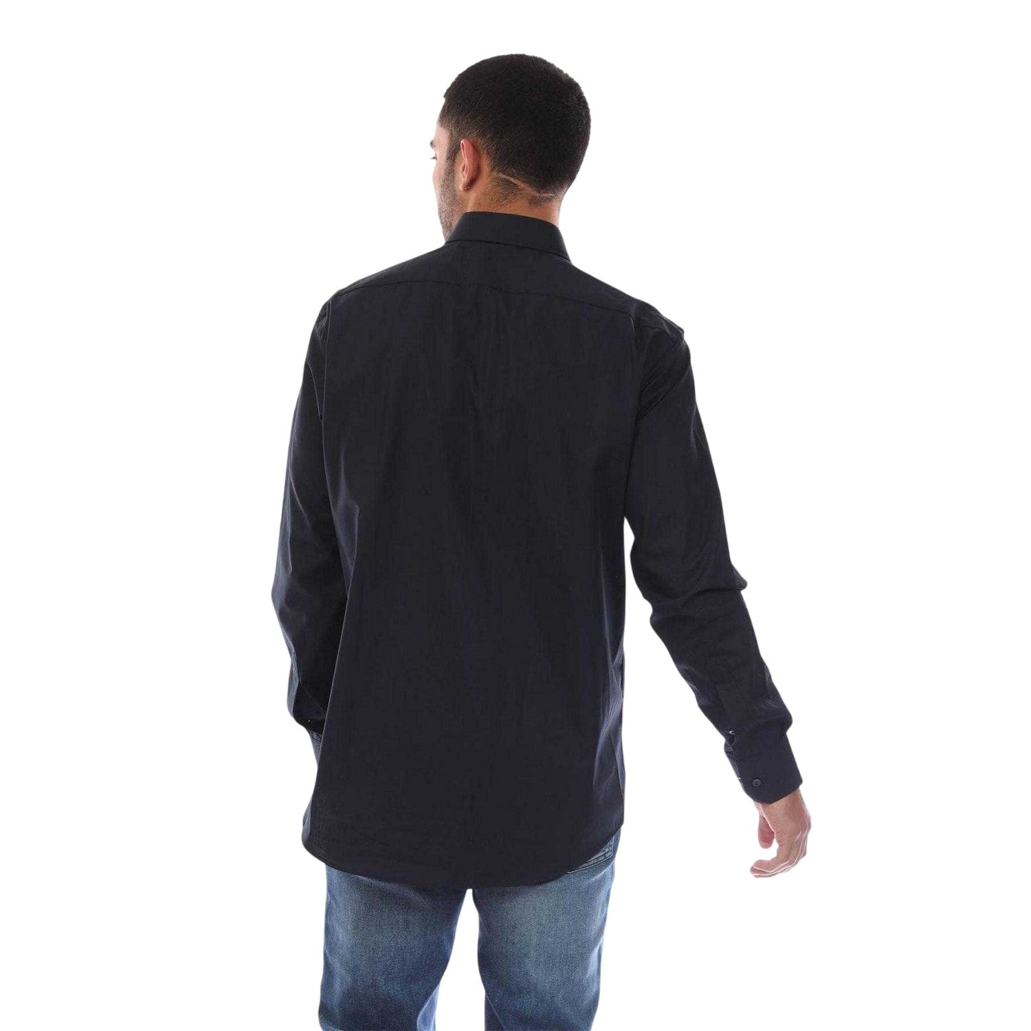 Dark Blue - Back - Boss Mens Joe Cotton Kent Collar Shirt