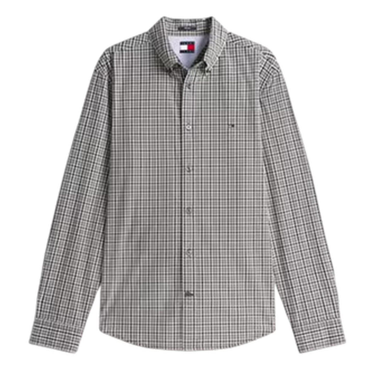 Black - Front - Tommy Jeans Mens Gingham Poplin Shirt
