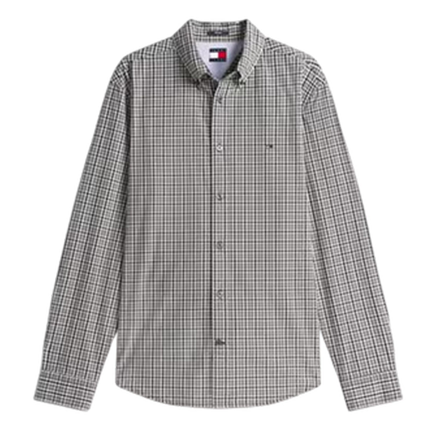 Black - Front - Tommy Jeans Mens Gingham Poplin Shirt