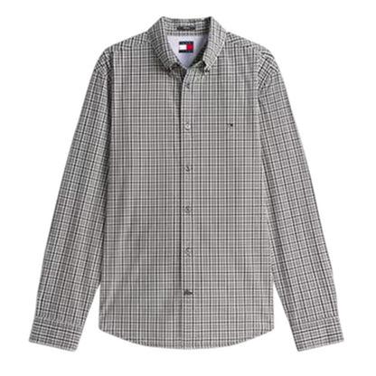 Black - Front - Tommy Jeans Mens Gingham Poplin Shirt