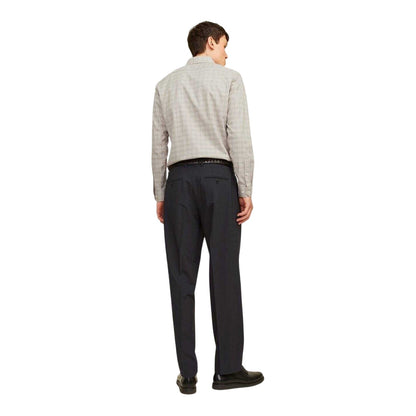 Greige - Back - Jack And Jones Mens Parker Plaid Cuffed Formal Shirt