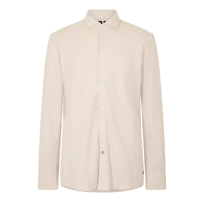 Light Beige - Front - Boss Mens Hank Oxford Spread Collar Shirt