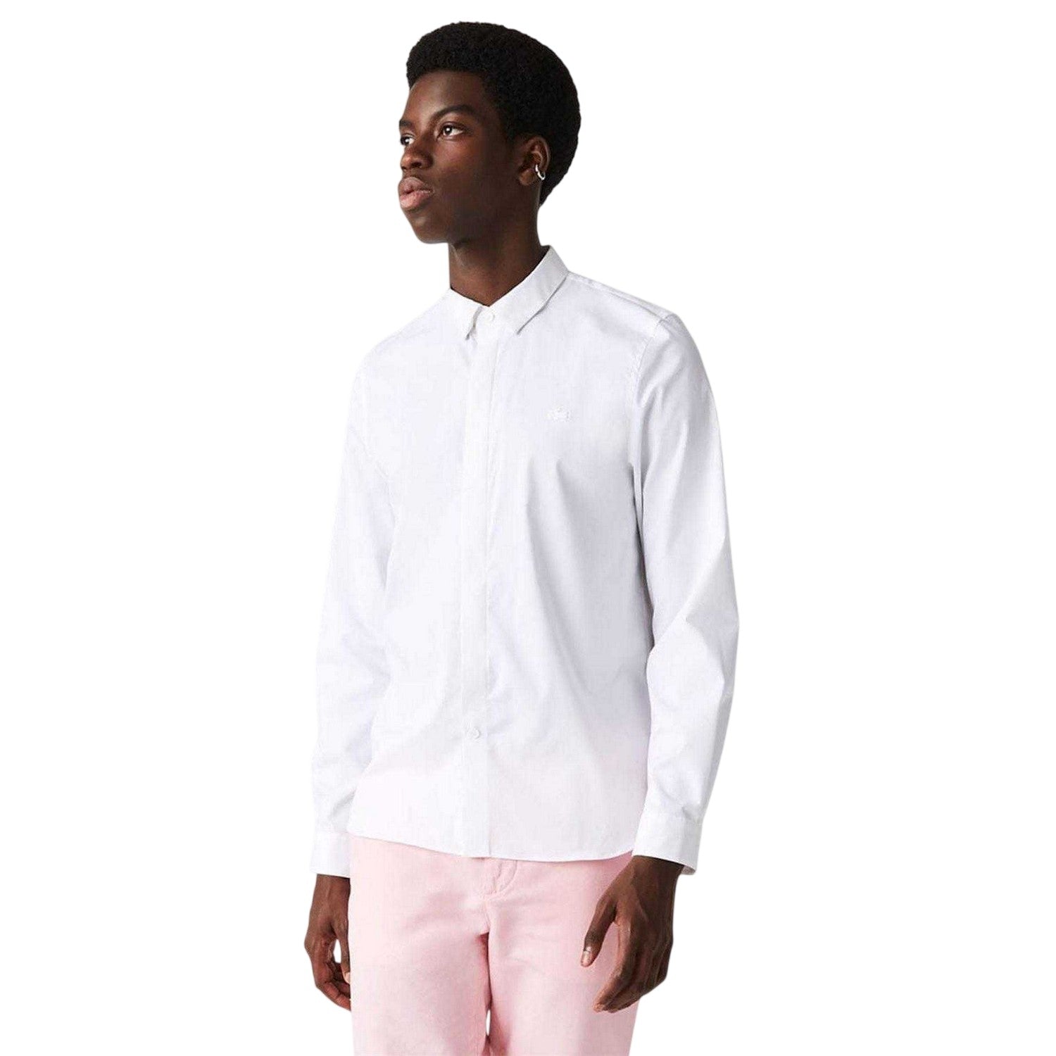 White - Lifestyle - Lacoste Mens Poplin Concealed Placket Slim Shirt
