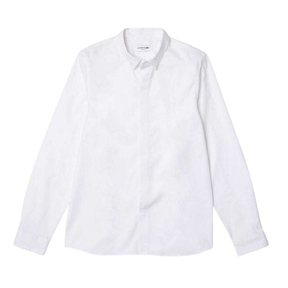White - Front - Lacoste Mens Poplin Concealed Placket Slim Shirt