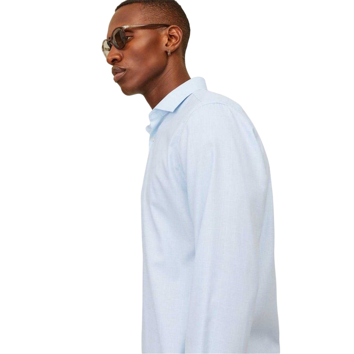Chambray Blue - Side - Jack And Jones Mens Parker Cuffed Long-Sleeved Formal Shirt