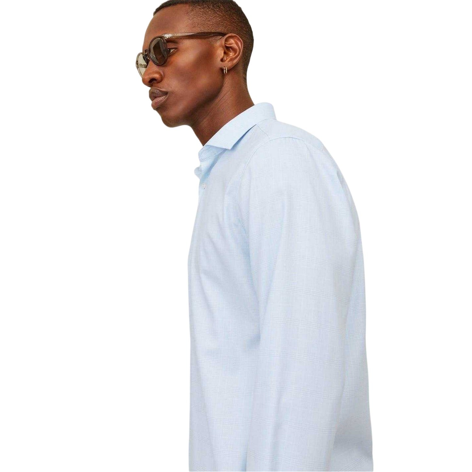 Chambray Blue - Side - Jack And Jones Mens Parker Cuffed Long-Sleeved Formal Shirt