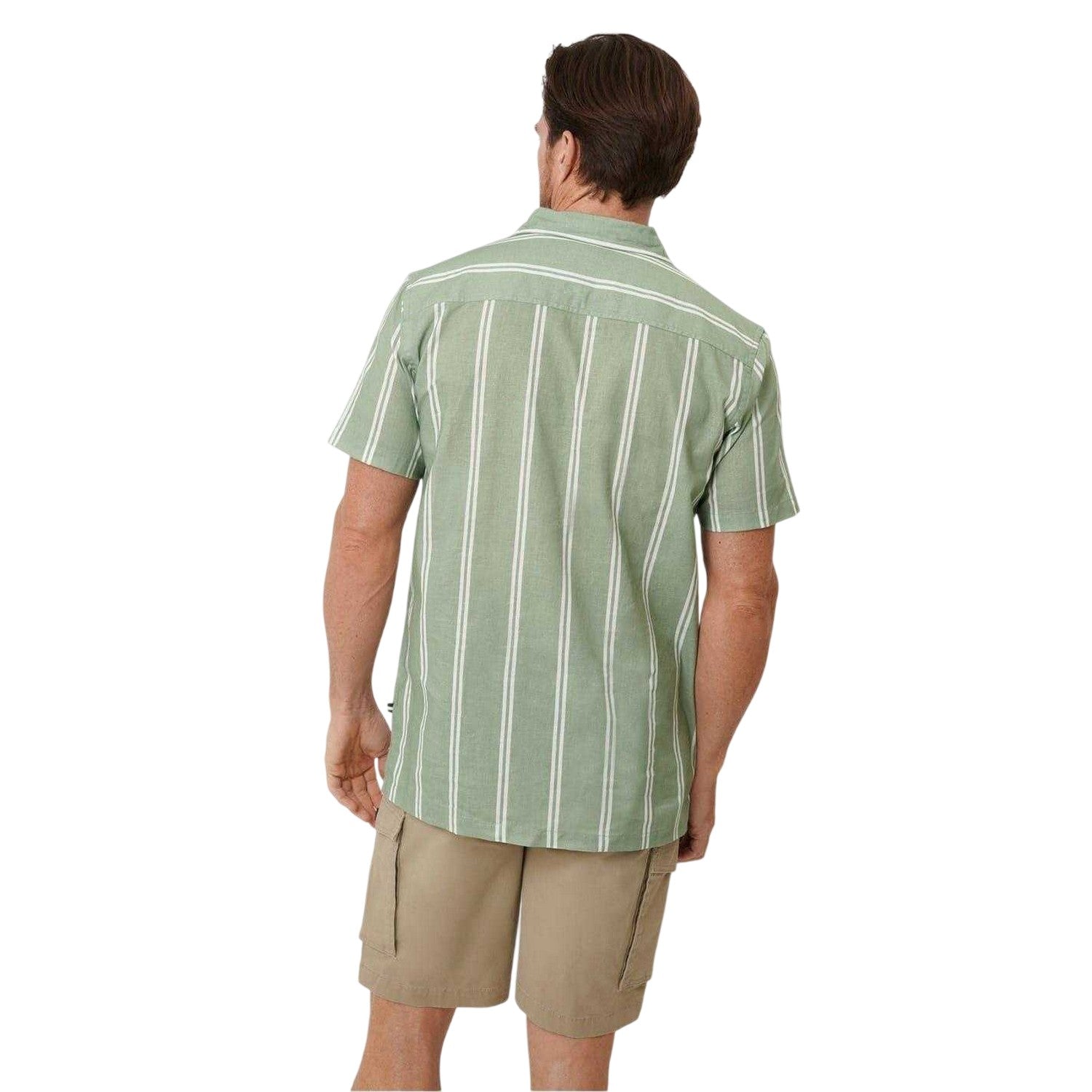 Sage Green - Back - Saltwell Mens Striped Regular Casual Shirt