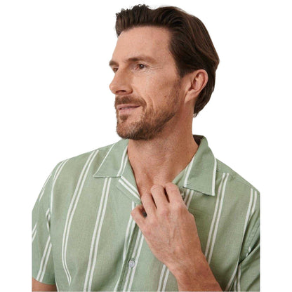 Sage Green - Side - Saltwell Mens Striped Regular Casual Shirt
