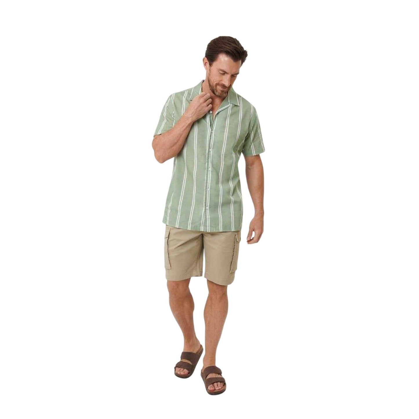 Sage Green - Lifestyle - Saltwell Mens Striped Regular Casual Shirt