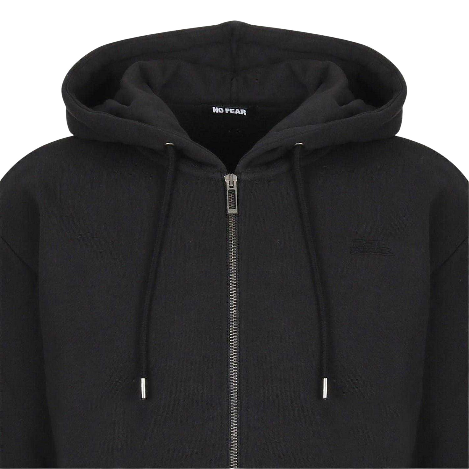 Black - Side - No Fear Mens Plain Full Zip Hoodie
