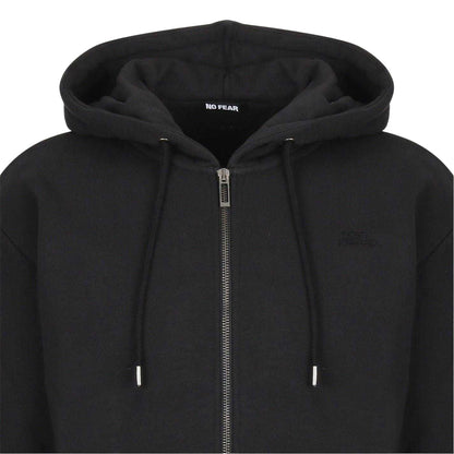 Black - Side - No Fear Mens Plain Full Zip Hoodie
