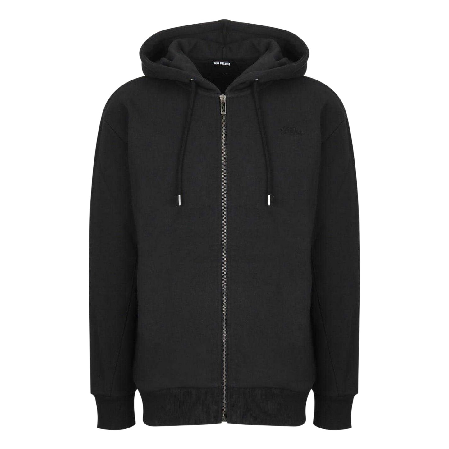 Black - Front - No Fear Mens Plain Full Zip Hoodie