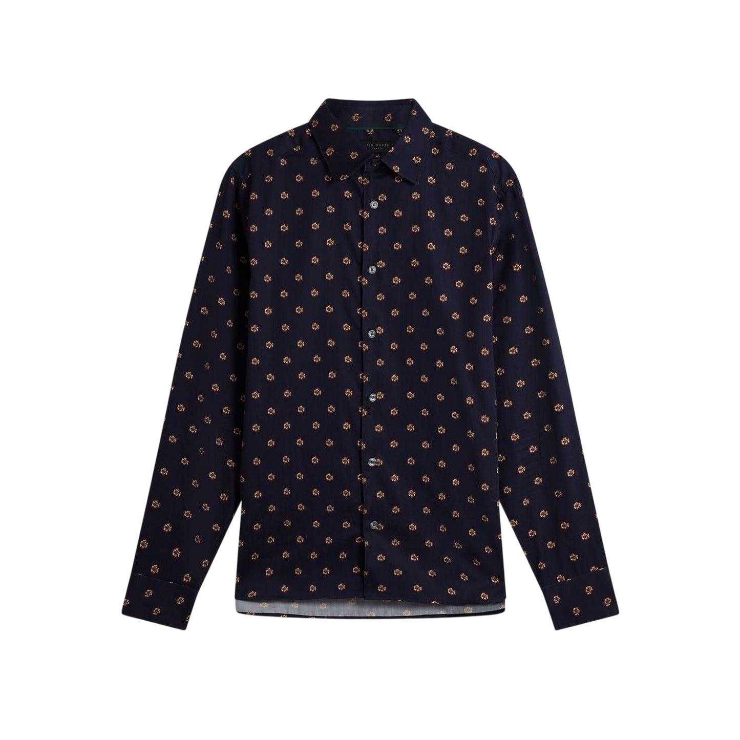 Navy - Front - Ted Baker Mens Floral Collared Long-Sleeved Shirt