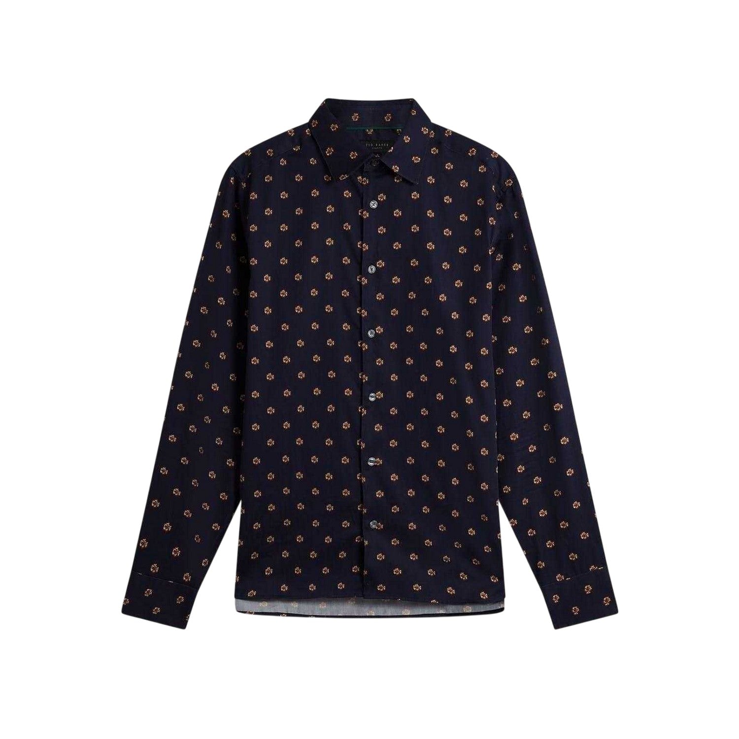 Navy - Front - Ted Baker Mens Floral Collared Long-Sleeved Shirt
