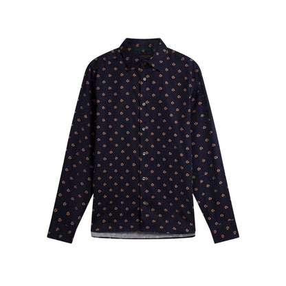 Navy - Front - Ted Baker Mens Floral Collared Long-Sleeved Shirt