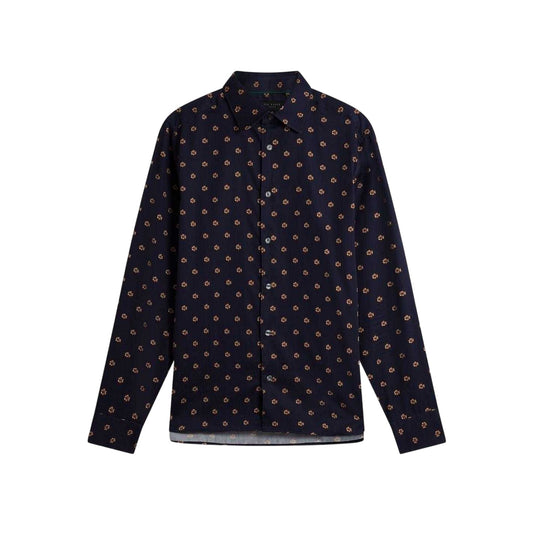 Navy - Front - Ted Baker Mens Floral Collared Long-Sleeved Shirt
