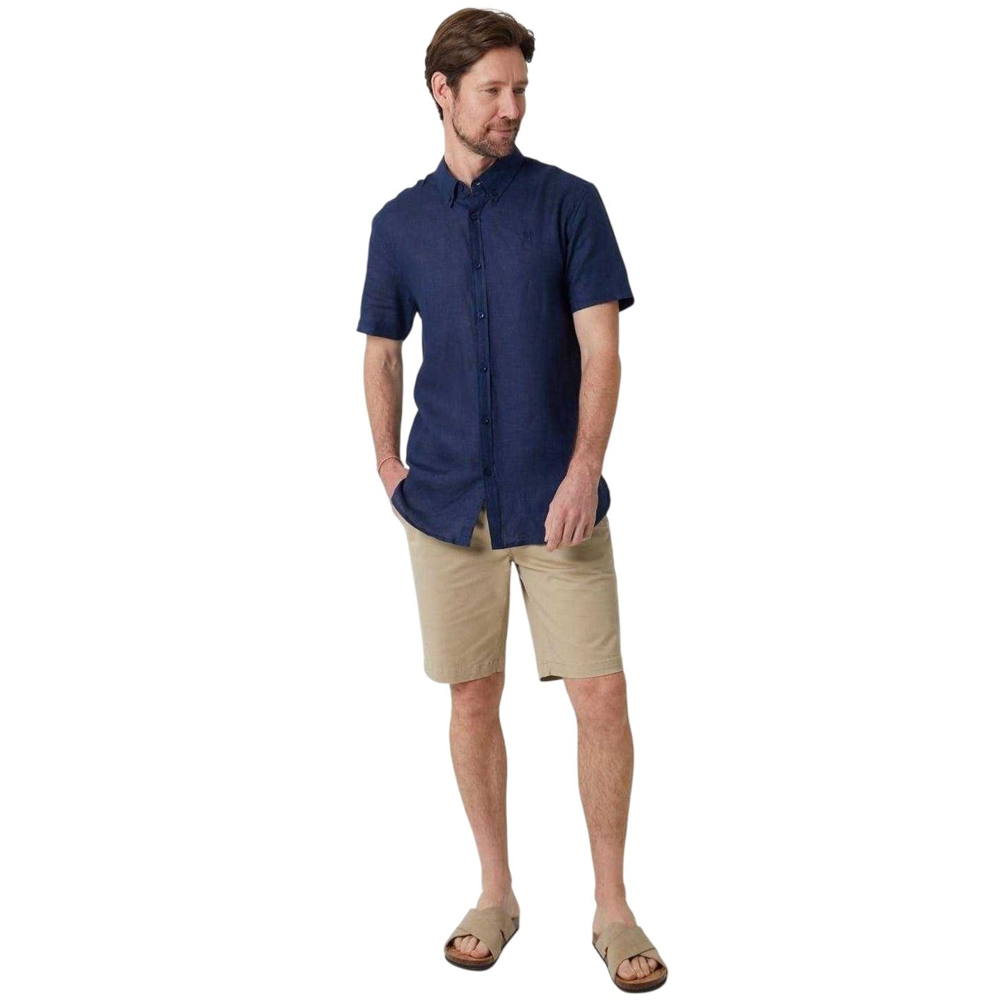 Navy - Lifestyle - Saltwell Mens Linen Blend Regular Shirt