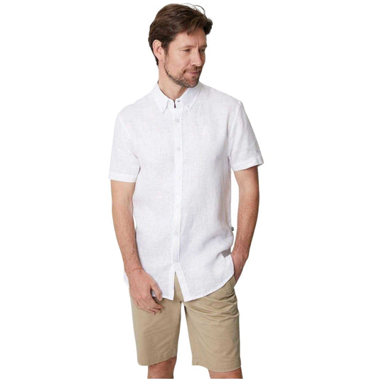 White - Front - Saltwell Mens Linen Blend Regular Shirt