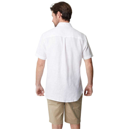 White - Back - Saltwell Mens Linen Blend Regular Shirt