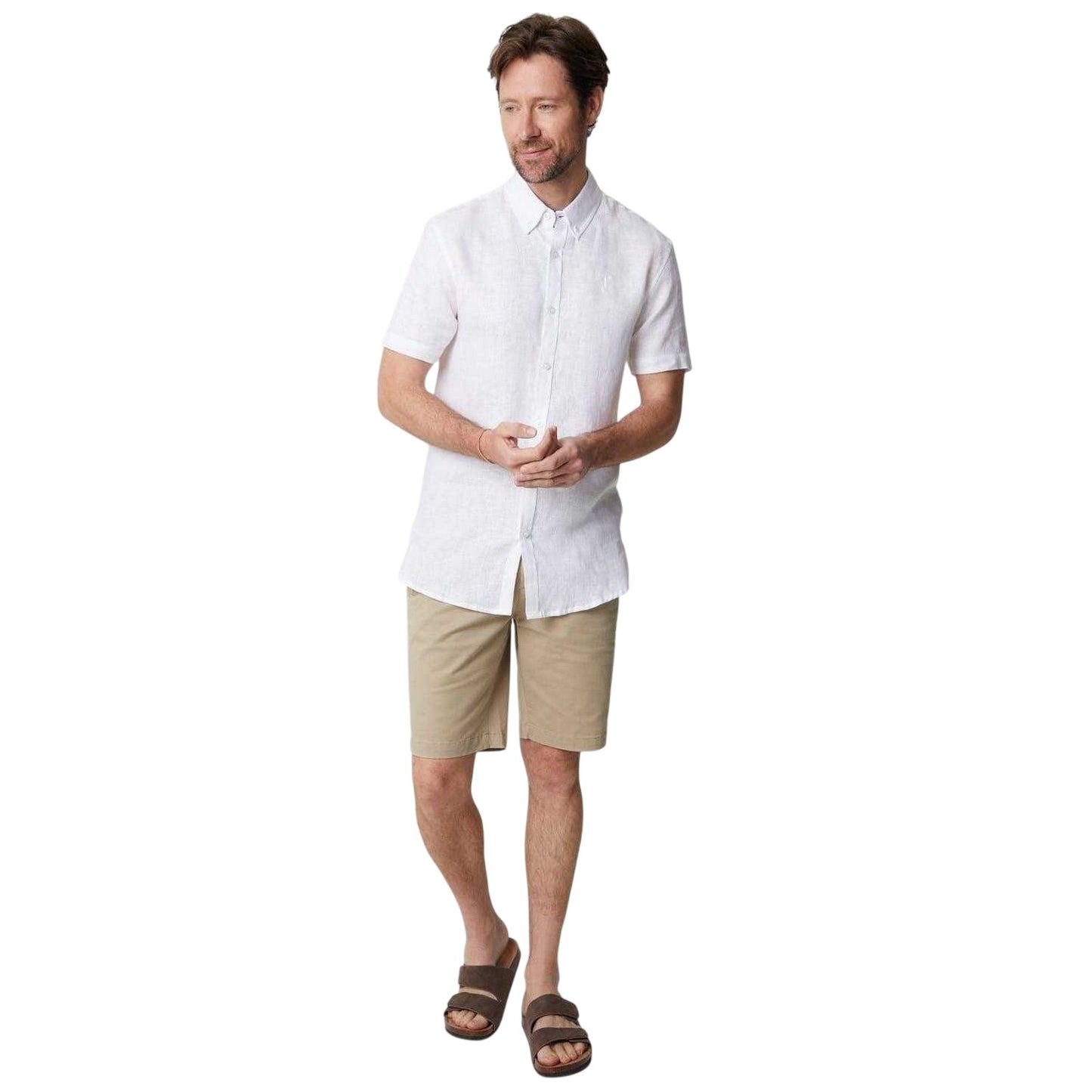 White - Lifestyle - Saltwell Mens Linen Blend Regular Shirt