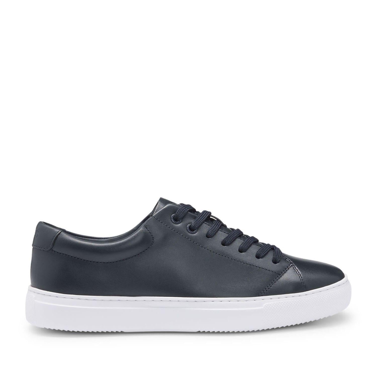 Dark Blue - Front - Boss Mens Enlight Leather Tennis Trainers