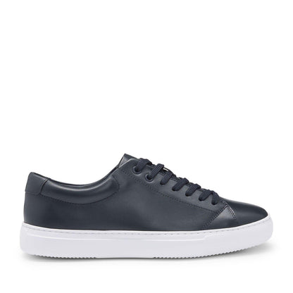 Dark Blue - Front - Boss Mens Enlight Leather Tennis Trainers
