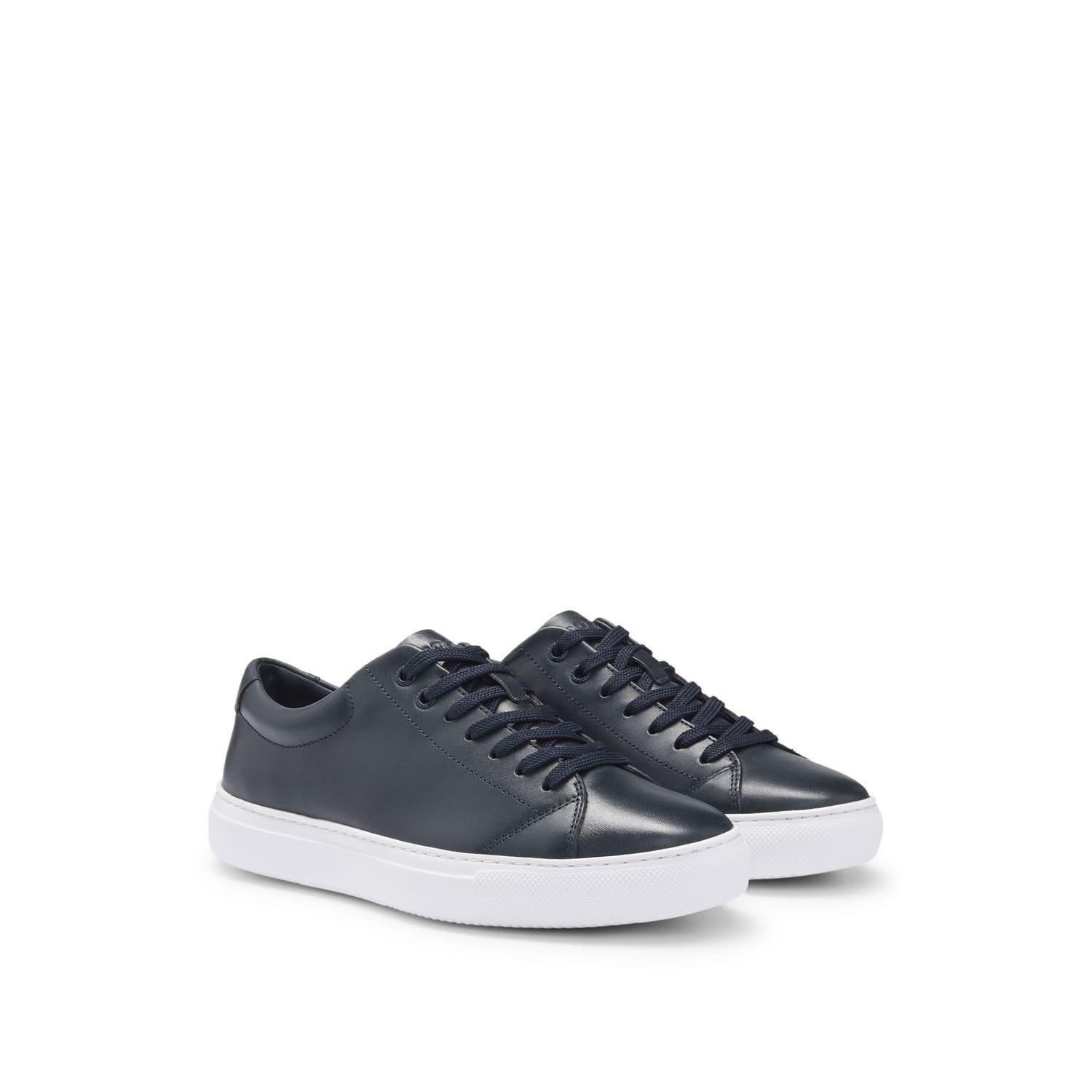 Dark Blue - Back - Boss Mens Enlight Leather Tennis Trainers