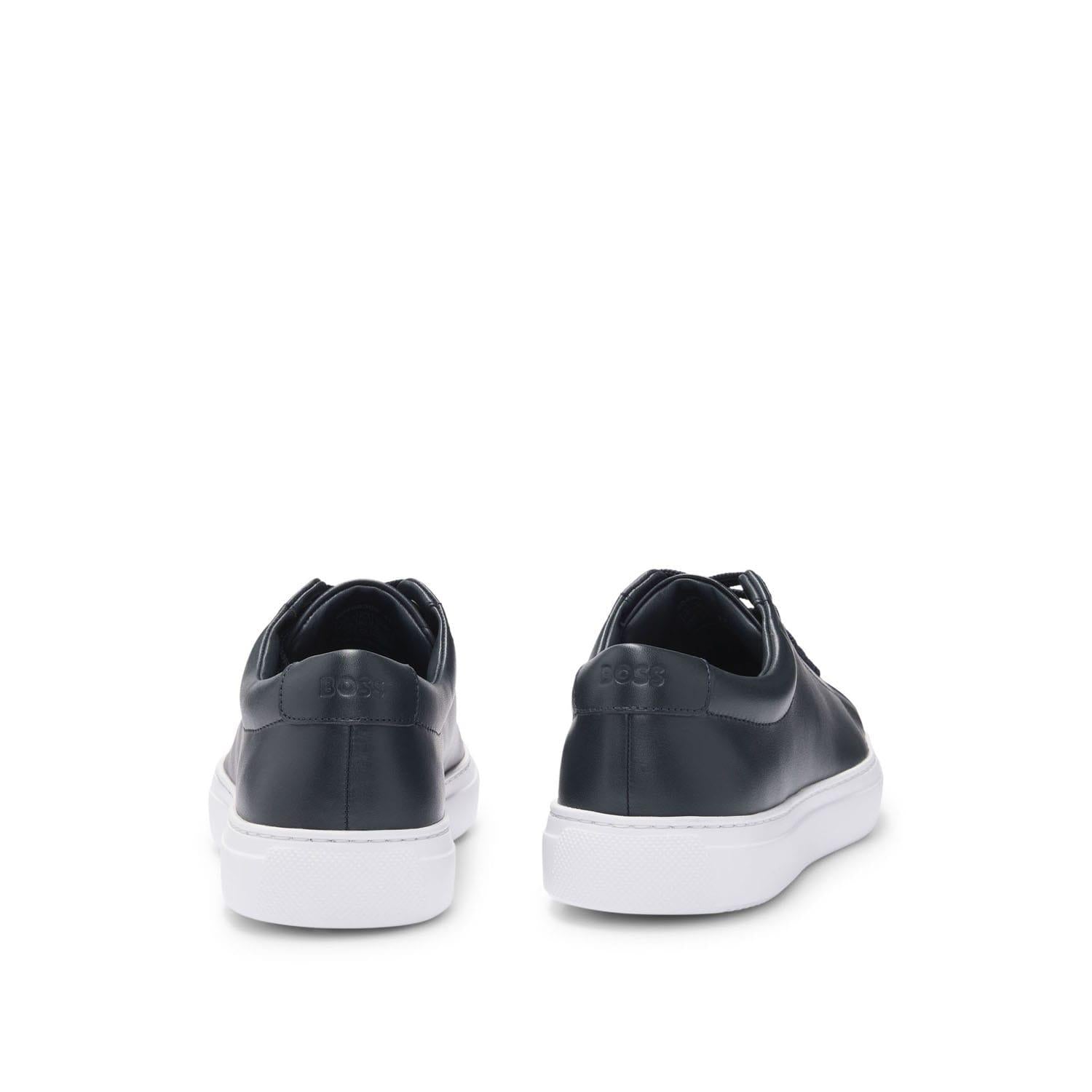 Dark Blue - Side - Boss Mens Enlight Leather Tennis Trainers