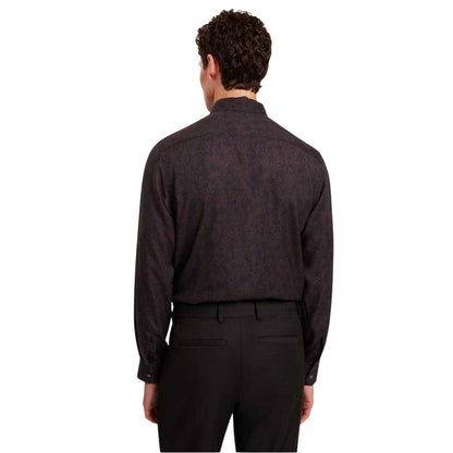 Dark Brown - Back - Ted Baker Mens Floral Collared Long-Sleeved Shirt