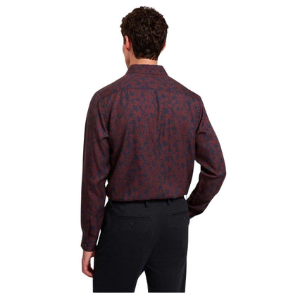 Maroon - Back - Ted Baker Mens Floral Collared Long-Sleeved Shirt