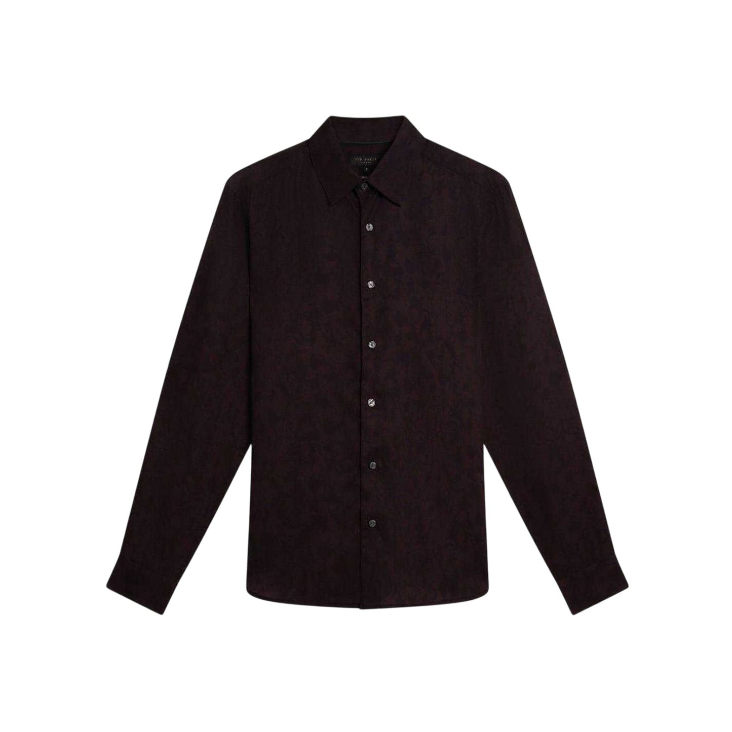 Dark Brown - Front - Ted Baker Mens Floral Collared Long-Sleeved Shirt