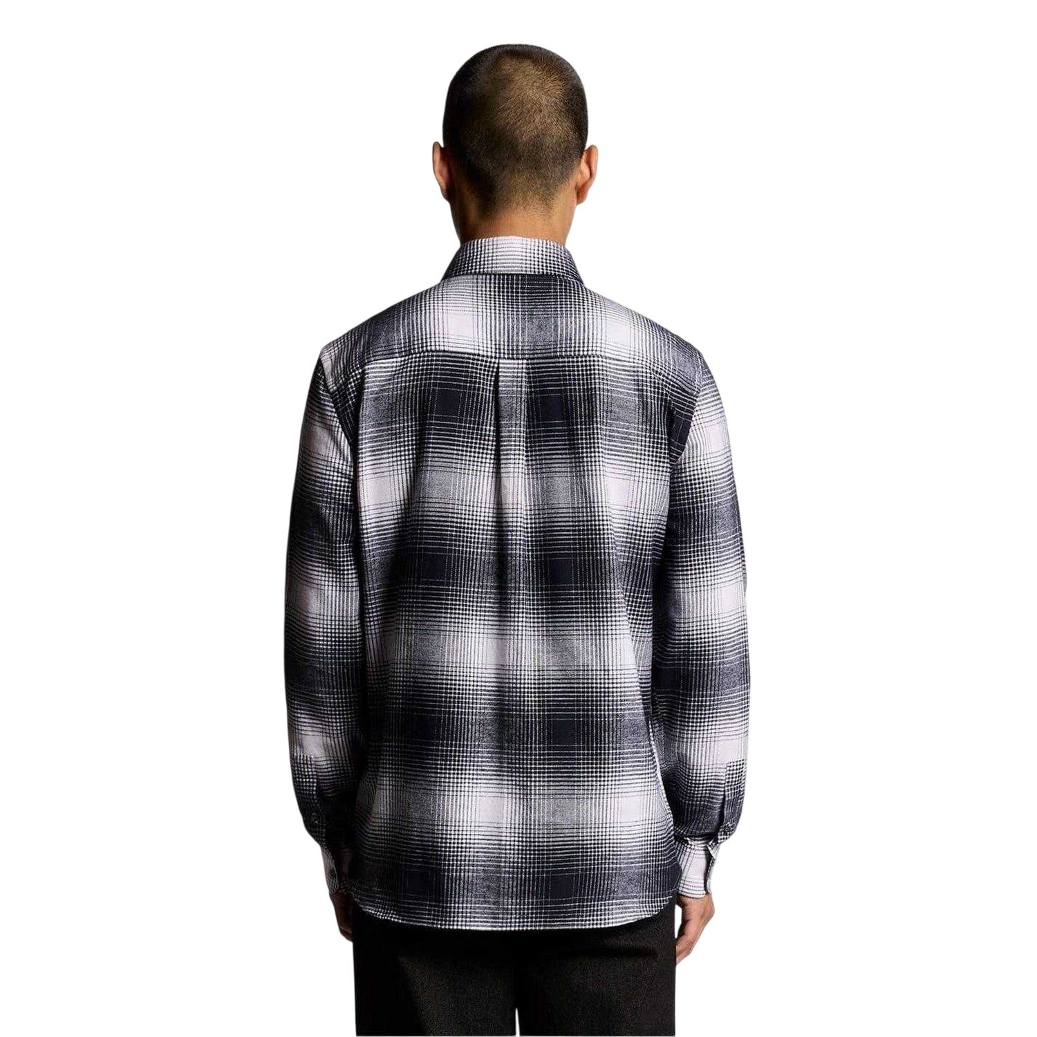 Night Sky-White - Back - Lyle & Scott Mens Flannel Shirt