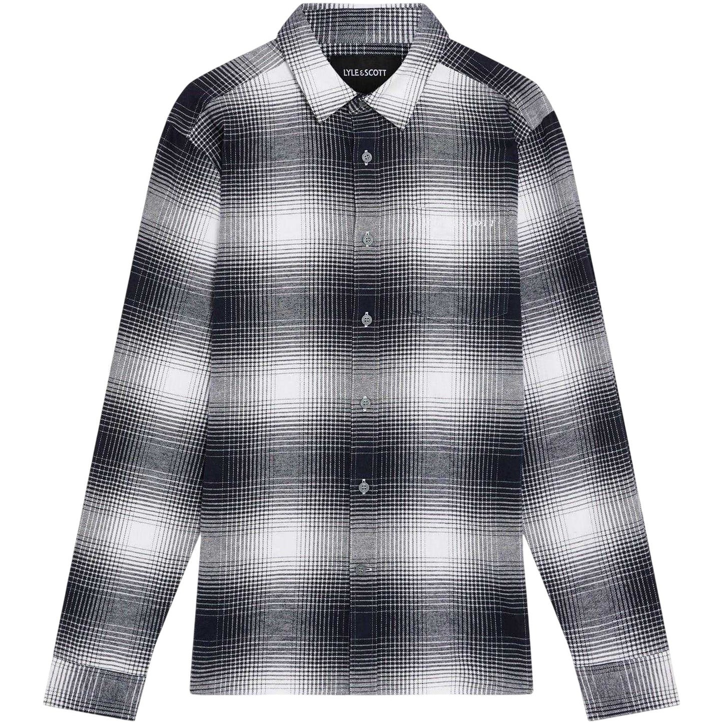 Night Sky-White - Front - Lyle & Scott Mens Flannel Shirt