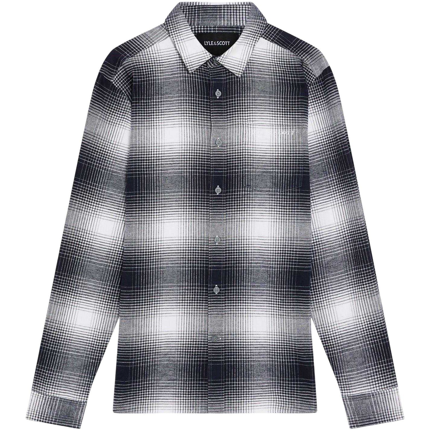 Night Sky-White - Front - Lyle & Scott Mens Flannel Shirt