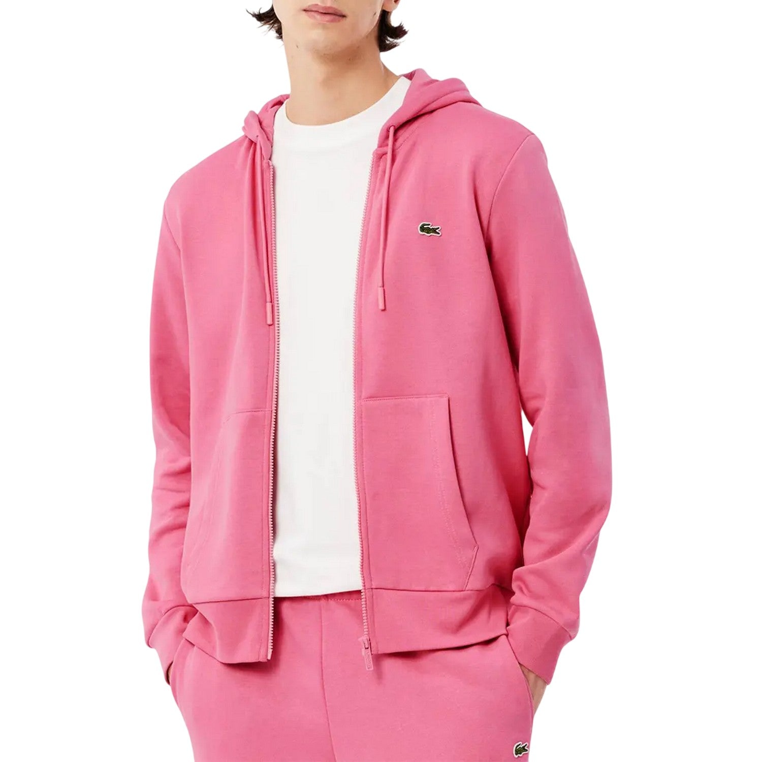Pink - Lifestyle - Lacoste Mens Knitted Full Zip Hoodie