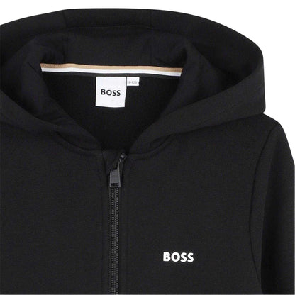 Black - Side - Boss Childrens-Kids Logo Full Zip Hoodie