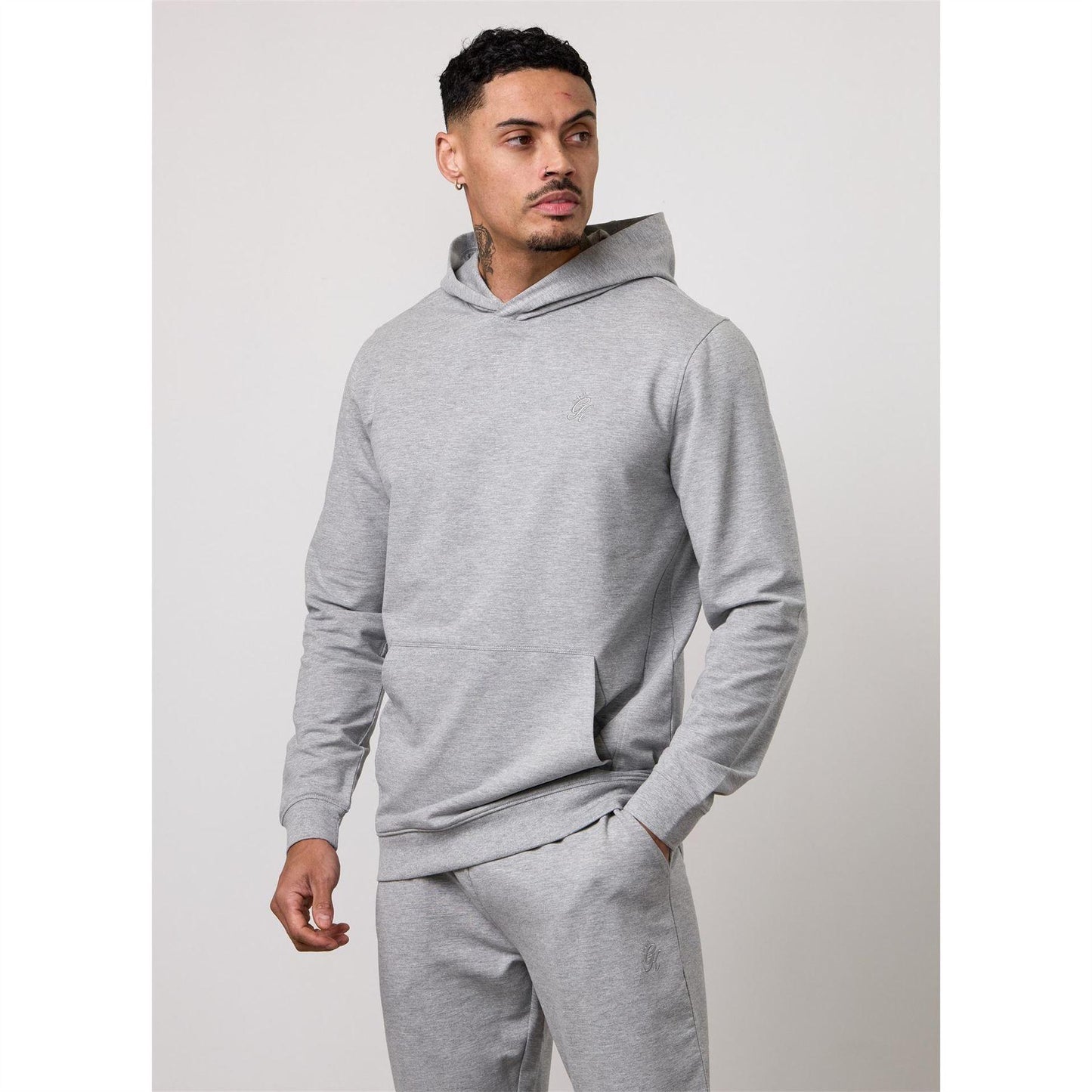Grey Melange - Side - Gym King Mens Victory Loopback Hoodie