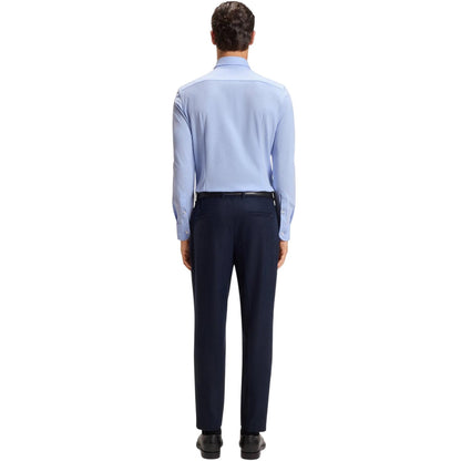 Blue - Back - Boss Mens Oxford Spread Collar Long-Sleeved Formal Shirt