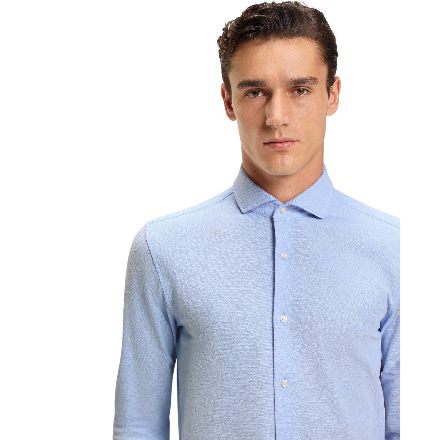 Blue - Side - Boss Mens Oxford Spread Collar Long-Sleeved Formal Shirt