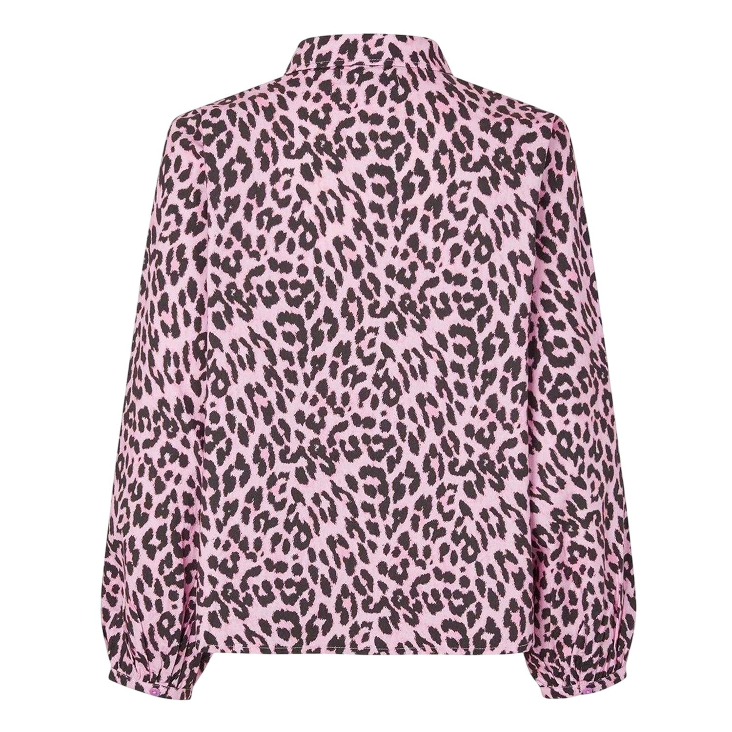 Light Pink - Back - Lollys Laundry Womens-Ladies Ellie Leopard Tie Neck Shirt