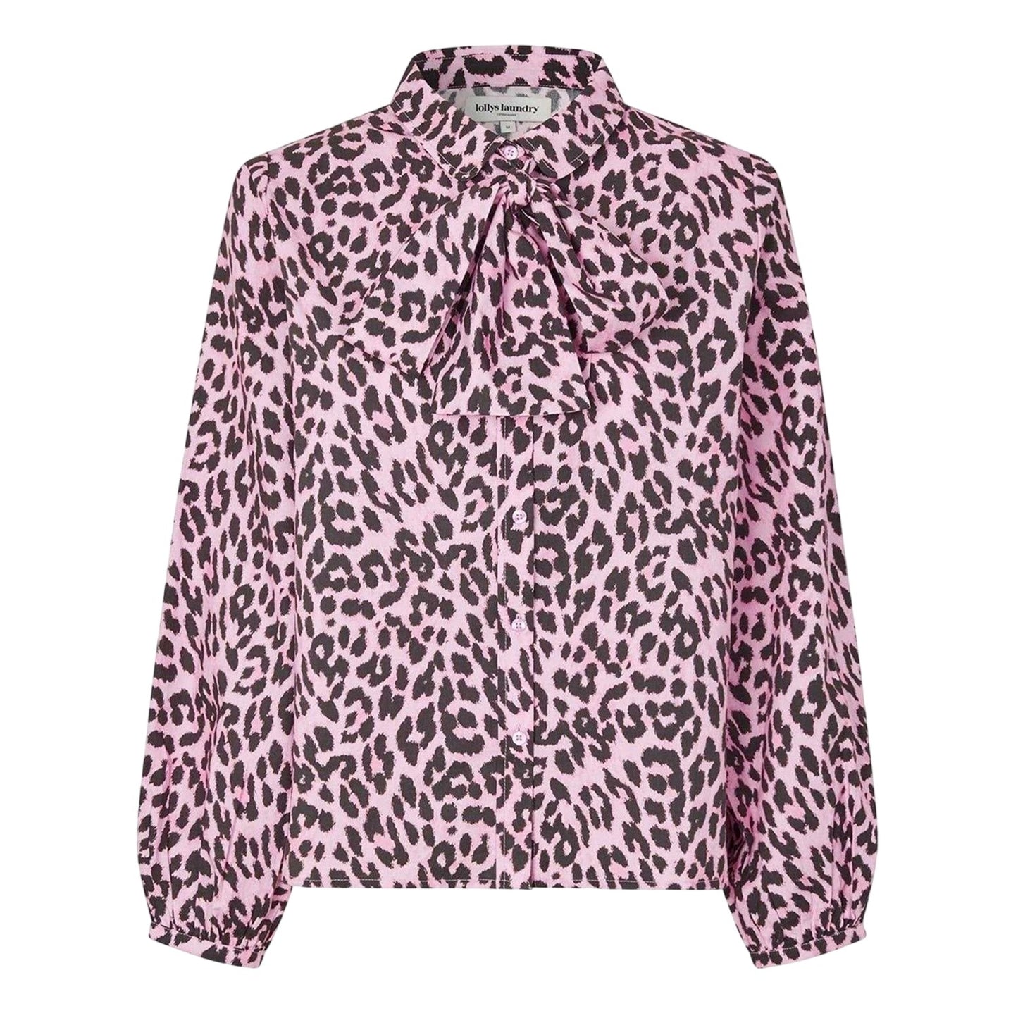 Light Pink - Front - Lollys Laundry Womens-Ladies Ellie Leopard Tie Neck Shirt