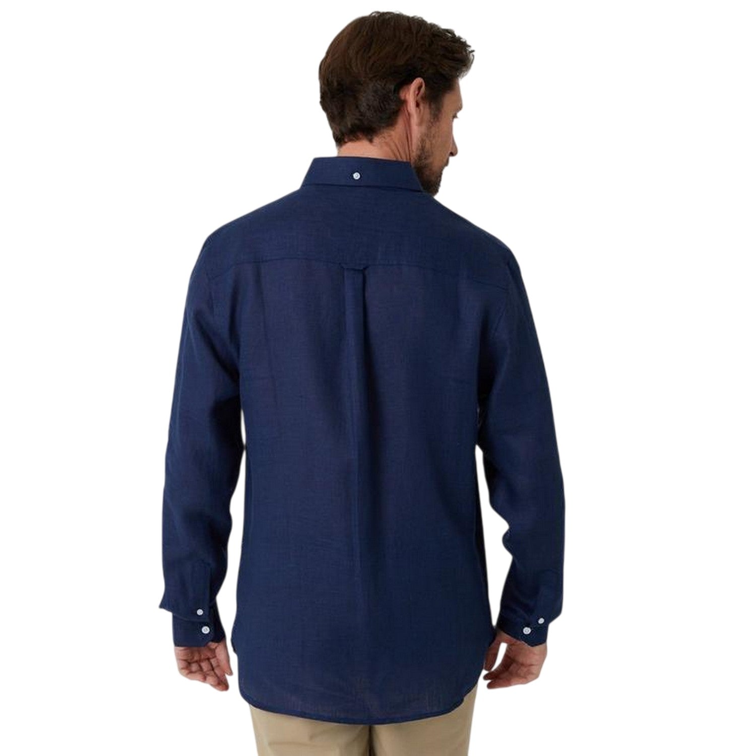 Navy - Back - Saltwell Mens Oxford Long-Sleeved Formal Shirt