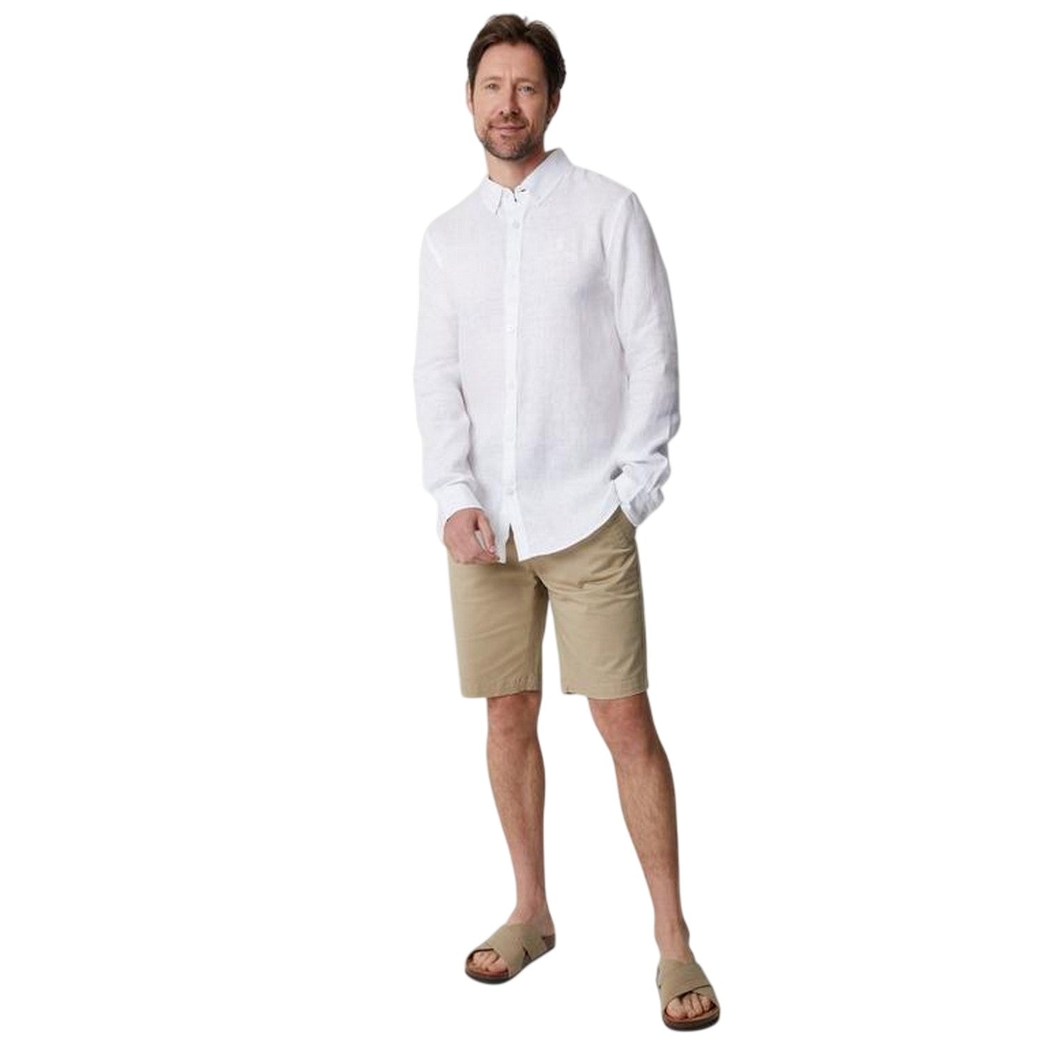 White - Front - Saltwell Mens Oxford Long-Sleeved Formal Shirt
