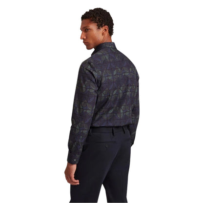 Navy - Back - Ted Baker Mens Floral Point Collar Long-Sleeved Shirt