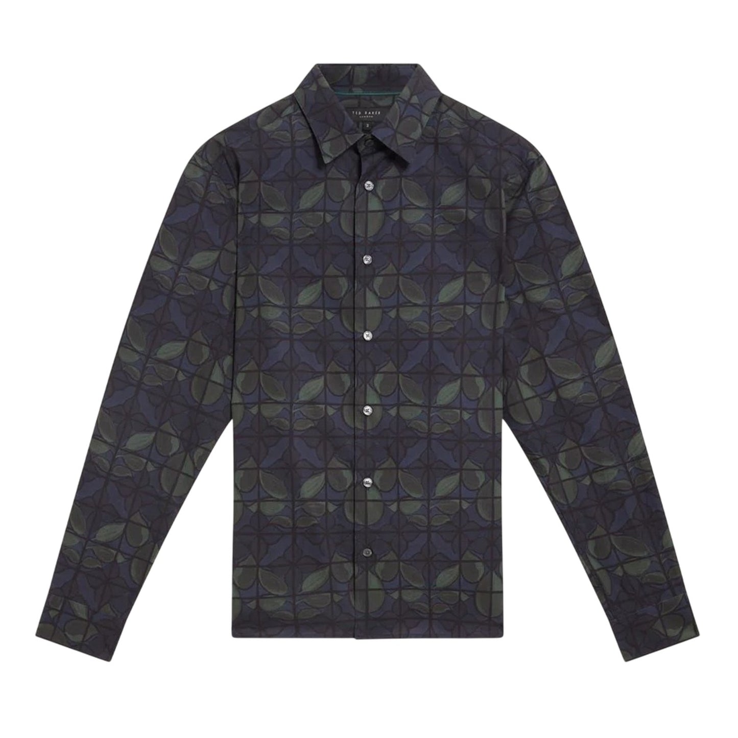 Navy - Front - Ted Baker Mens Floral Point Collar Long-Sleeved Shirt